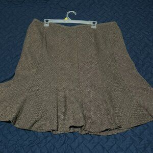 Lane Bryant Women Skirt Size 18 Brown Tweed Flare Fully Lined Career Skirt